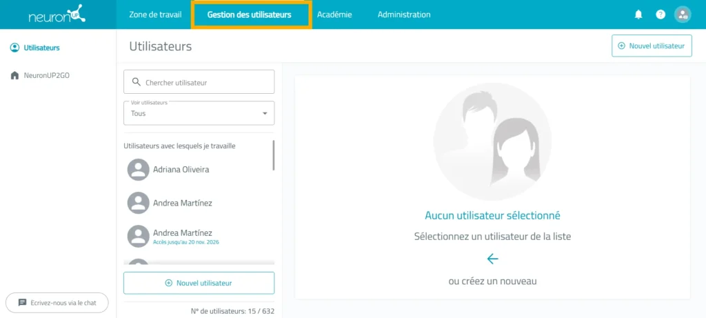 Accédez à « Gestion des utilisateurs » – NeuronUP