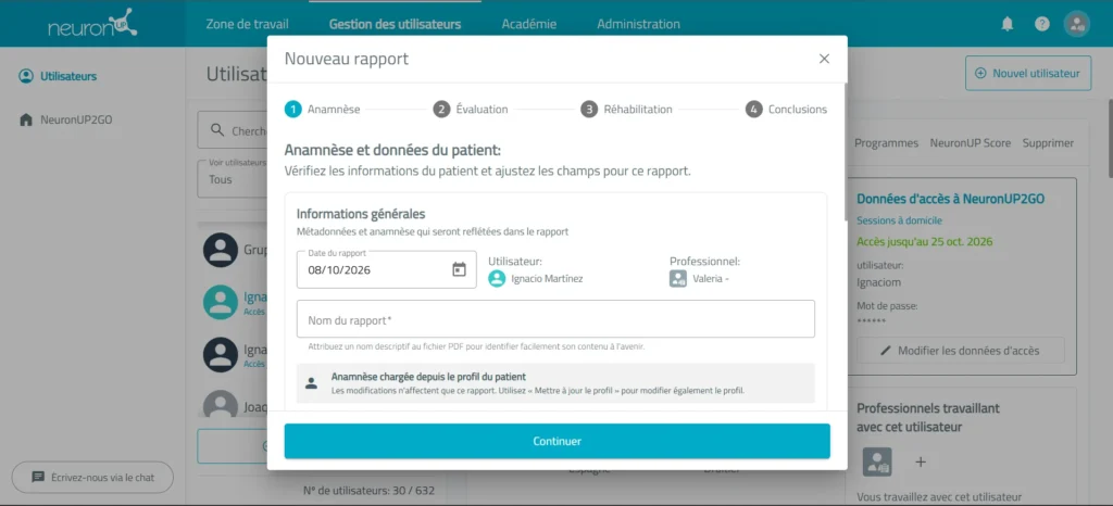 Saisissez et sélectionnez les informations à inclure – NeuronUP