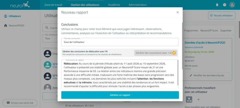 Relisez le rapport – NeuronUP