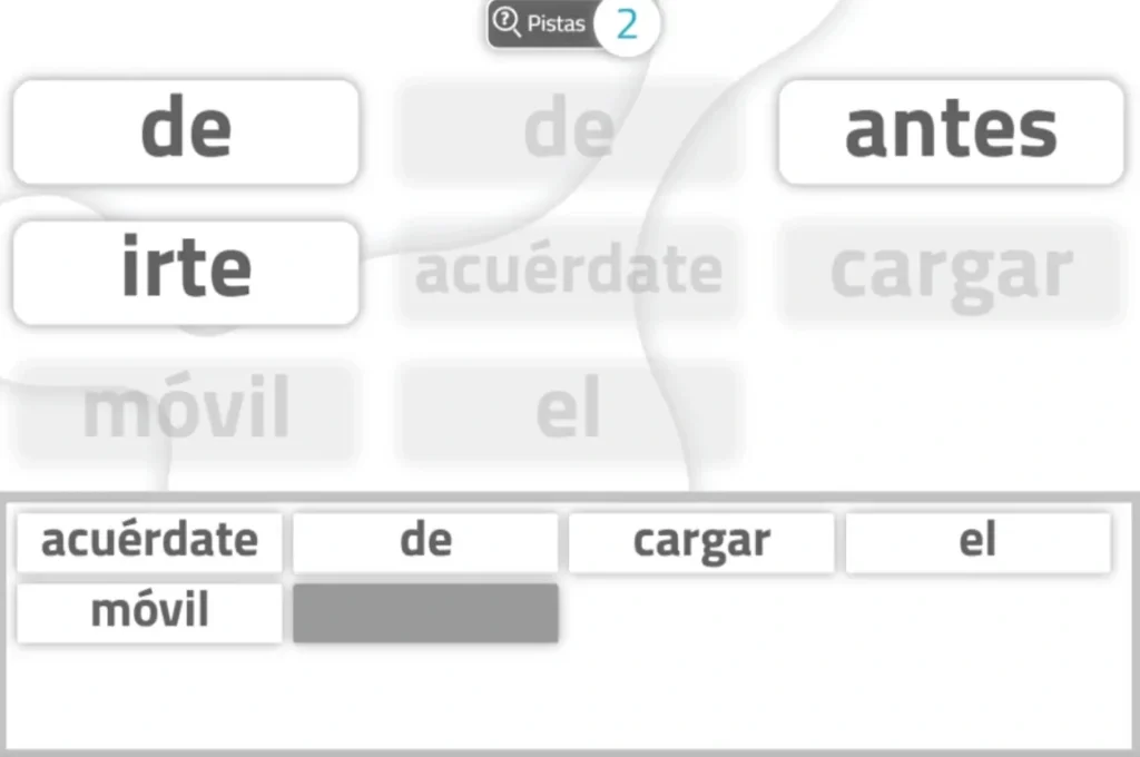 Actividad de NeuronUP "Formar frases"
