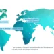 Mappa mondiale che evidenzia le Zone Blu: Loma Linda, Sardegna, Icaria, Okinawa e Nicoya; tonalità blu e verdi.