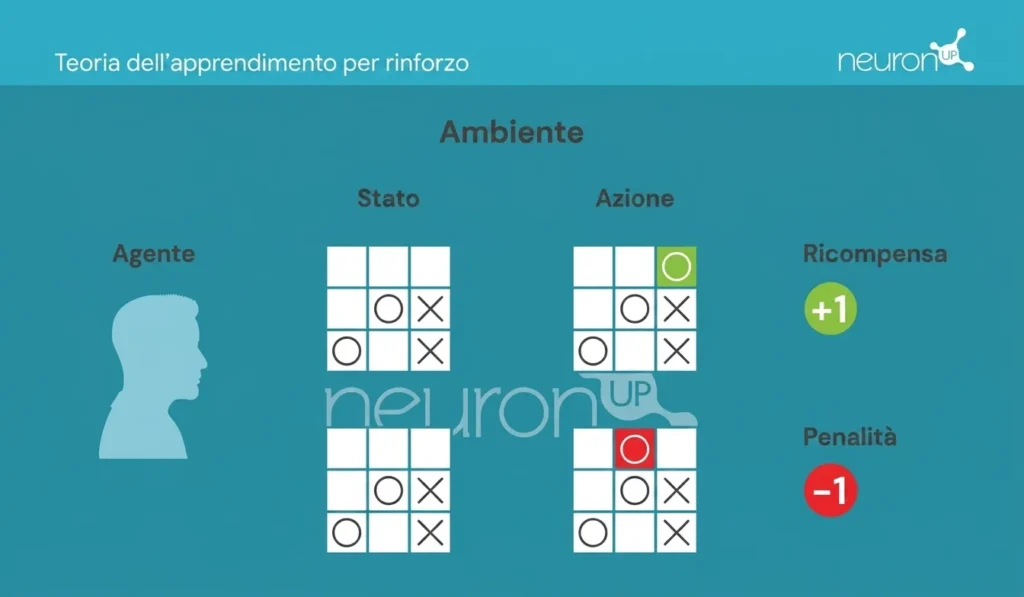 Diagrama de aprendizaje por refuerzo Q-learning para neurorrehabilitación: agente, entorno, estados, acciones y recompensas.