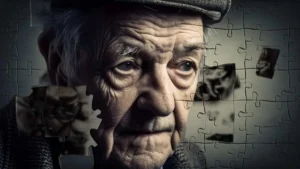 Anosognosia nella malattia di Alzheimer NeuronUP. Puzzle con il volto di un anziano