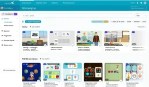 Interfaccia di elenco delle attività in NeuronUP con menu superiore e le sezioni Novità e Attività consigliate.