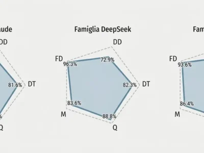 Prestazioni delle famiglie di modelli linguistici in cinque domini del ragionamento clinico: diagnosi differenziale, esami diagnostici, diagnosi finale, gestione e ulteriori domande cliniche