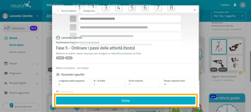 Avvia l’attività – NeuronUP