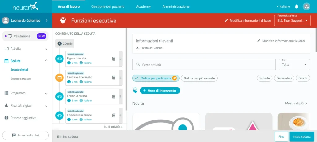 Pianifica la seduta – NeuronUP