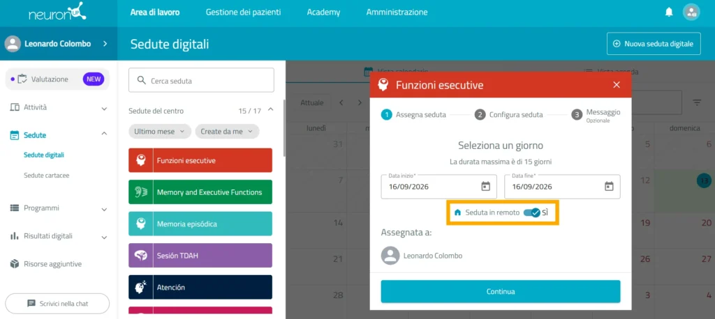 Assegna la seduta a casa – NeuronUP
