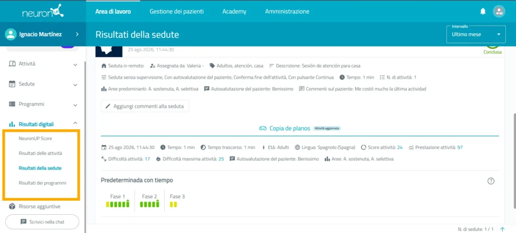 NeuronUP registra i risultati automaticamente – NeuronUP