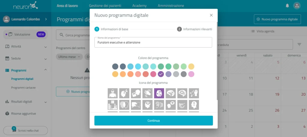 Completa le informazioni del programma – NeuronUP