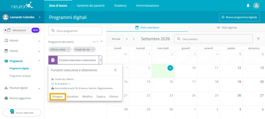 Assegna e pianifica il programma – NeuronUP