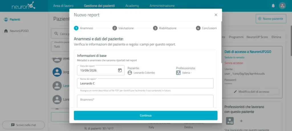 Inserisci e seleziona le informazioni che vuoi includere – NeuronUP