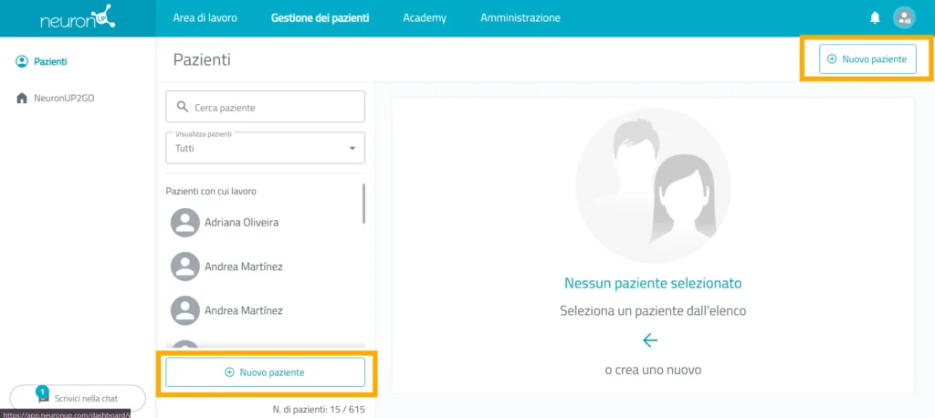 Fai clic su «Nuovo utente» – NeuronUP