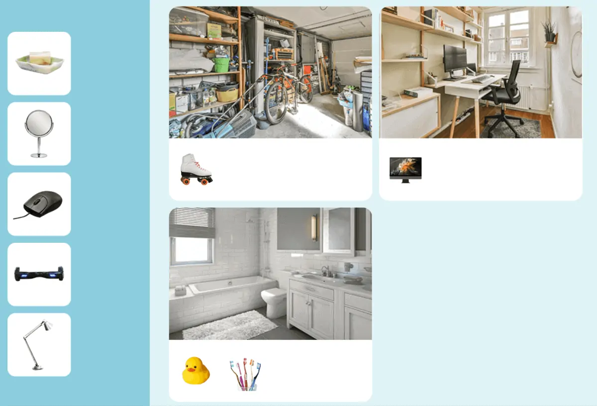 Лист по работе над пространственной ориентацией у детей: Упорядочи дом
