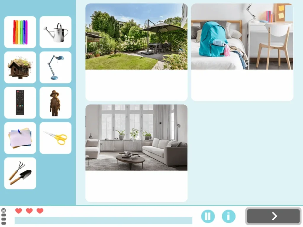 NeuronUP Activities - Organize Your House