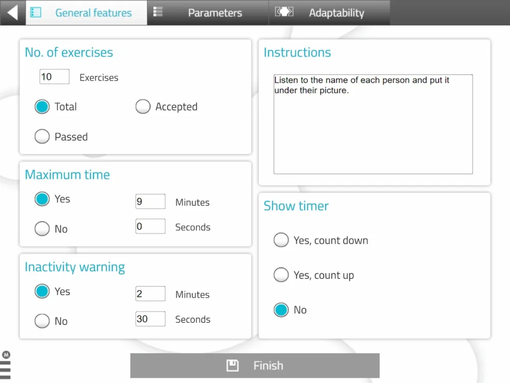 NeuronUP Activities - Remember the Names - General Features