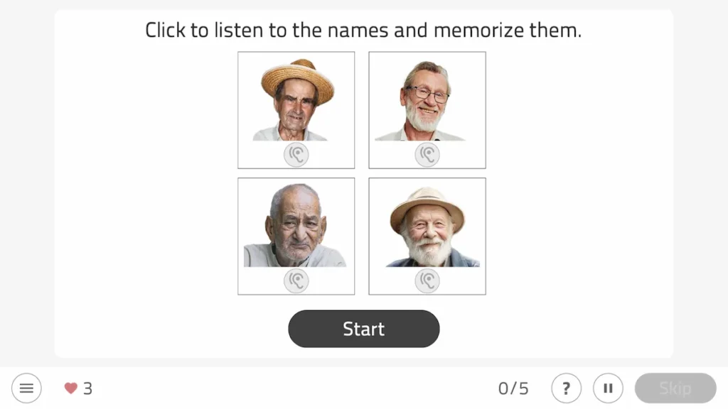 NeuronUP Activities - Remember the Names (audio)