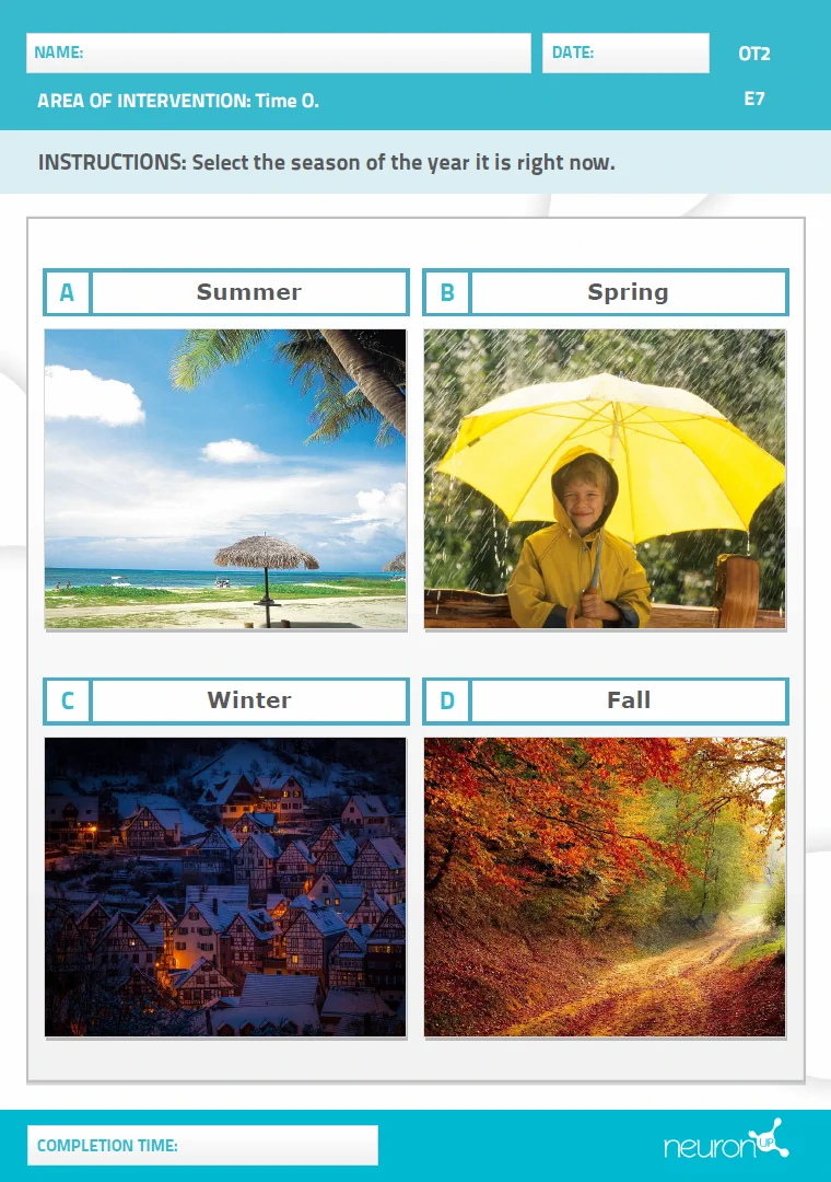 NeuronUP Activities - Seasons - Paper
