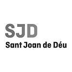 Логотип с аббревиатурой SJD и названием Sant Joan de Déu, чёткий шрифт и современный дизайн.