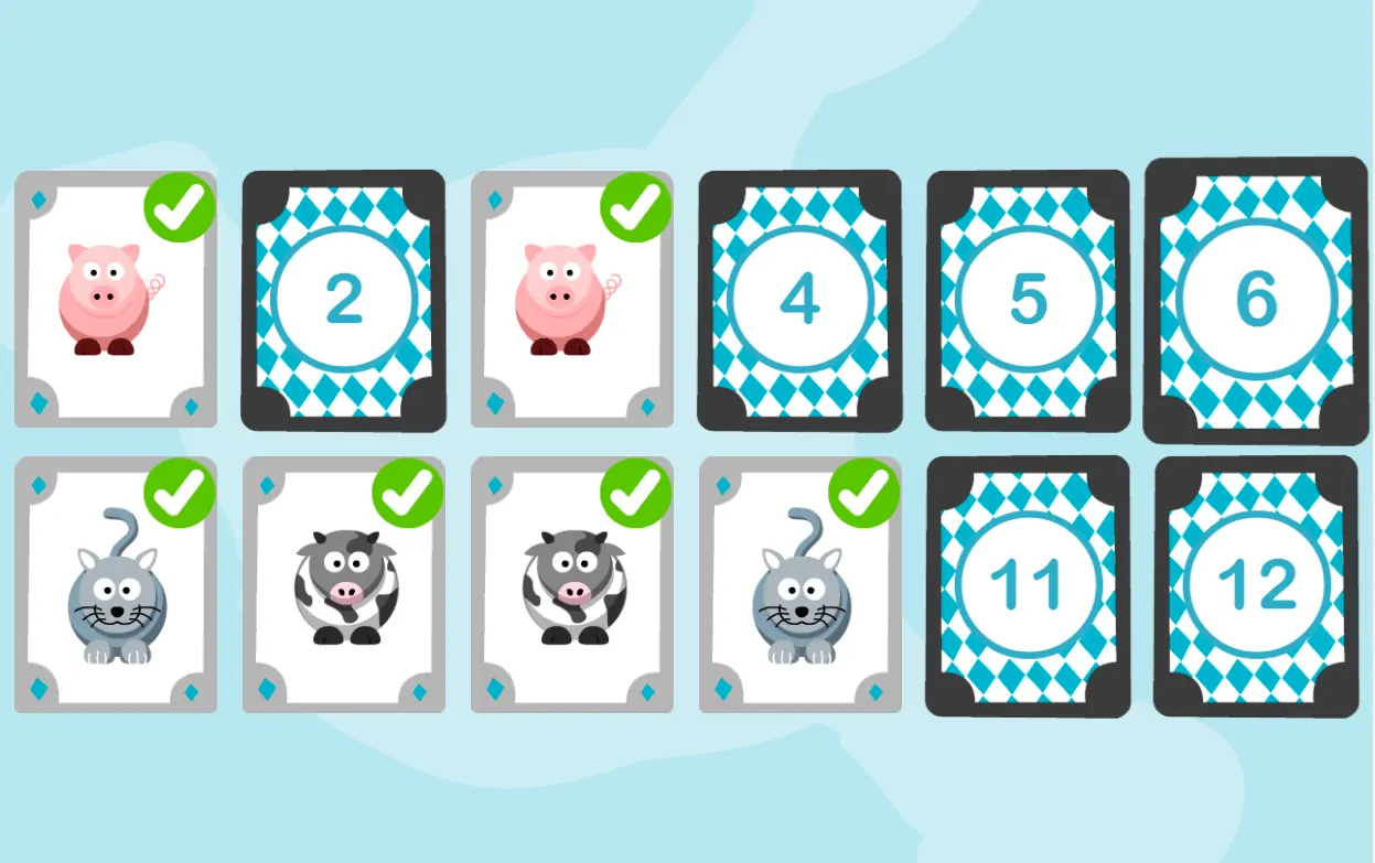 actividades de estimulación cognitiva para niños, pareja de animales