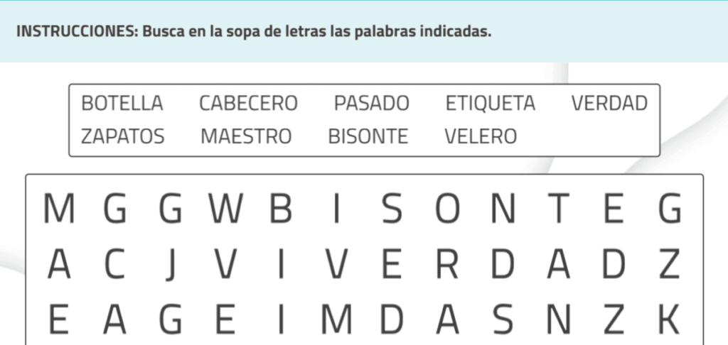 NeuronUP Sopa de letras