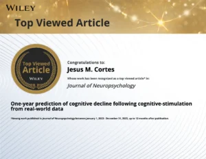 Wiley Top Viewed Article Jesús Cortés El estudio de NeuronUP que anticipa el deterioro cognitivo recibe un prestigioso reconocimiento internacional