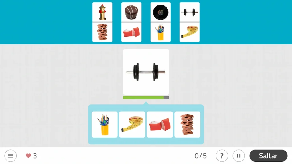 Juego de NeuronUP Emparejamientos veloces. Juego para trabajar la velocidad de procesamiento, la atención selectiva y la atención sostenida.