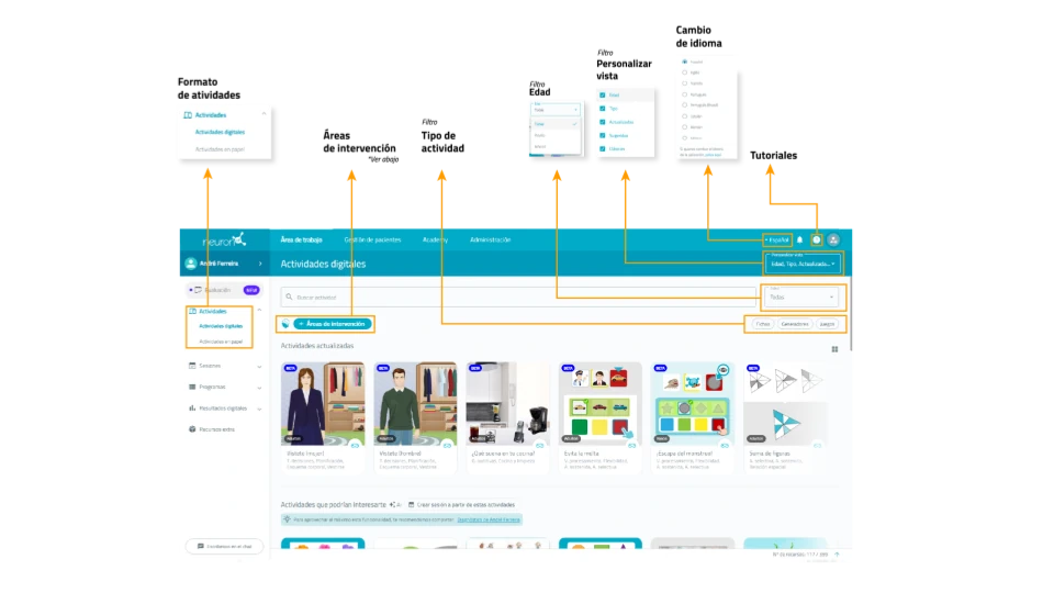 Secciones de la plataforma NeuronUP