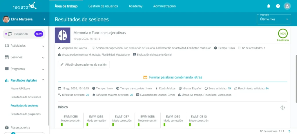 Revisa el desempeño – NeuronUP